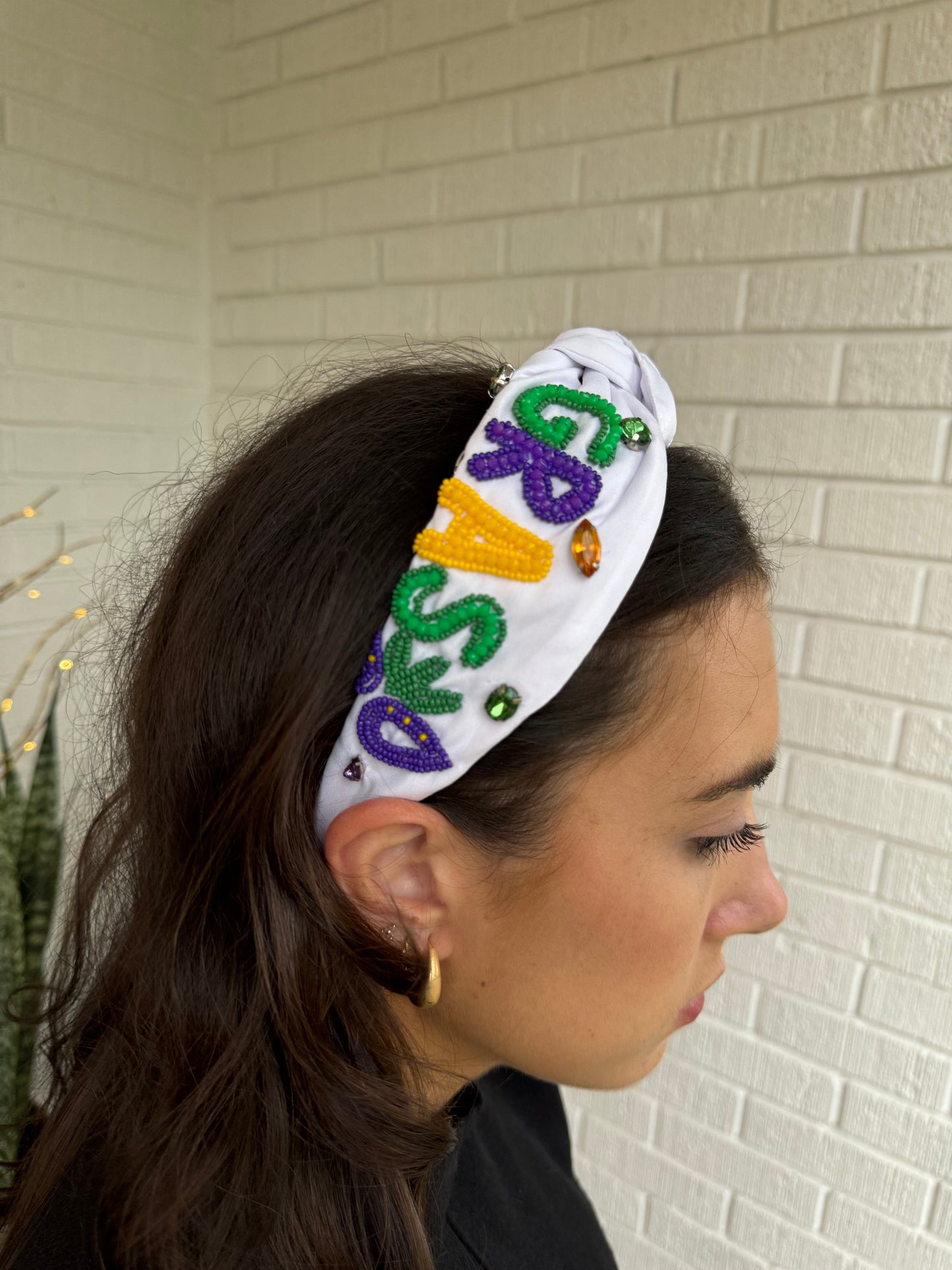 The White Mardi Gras Headband