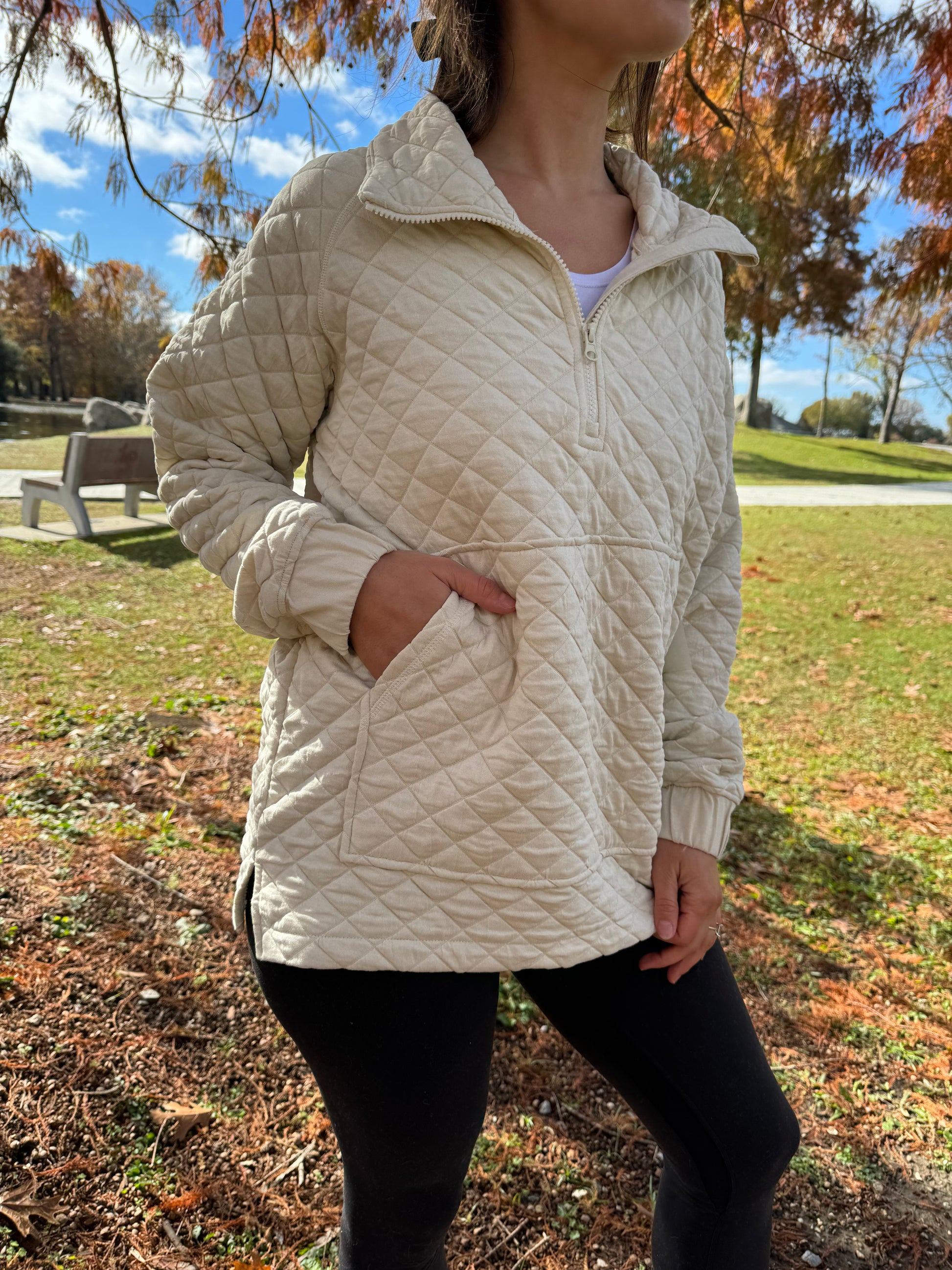 Womens sales quilted pullover