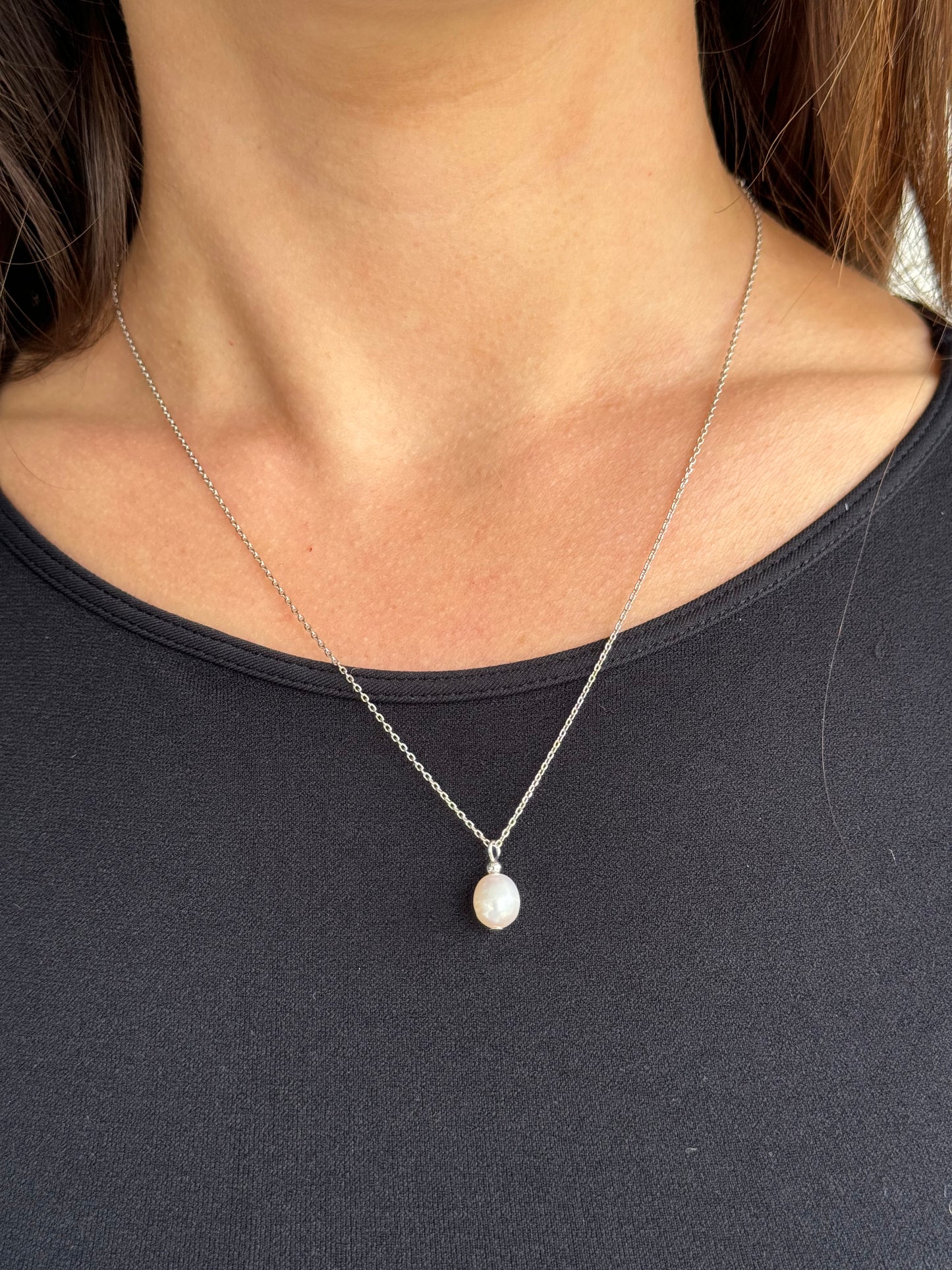 Sweet Pearl Necklace- Silver