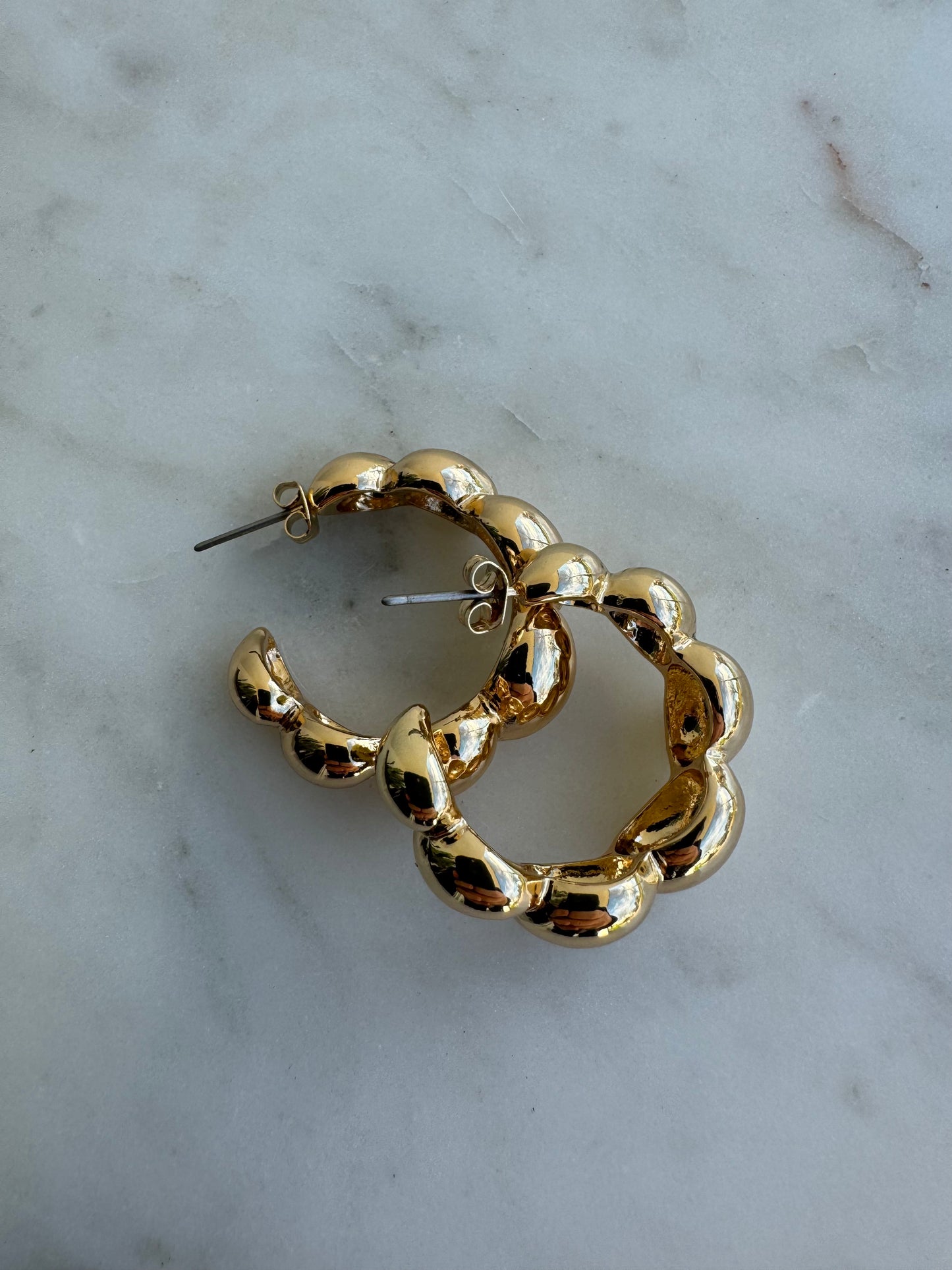 Bubble Sphere Hoops- Gold